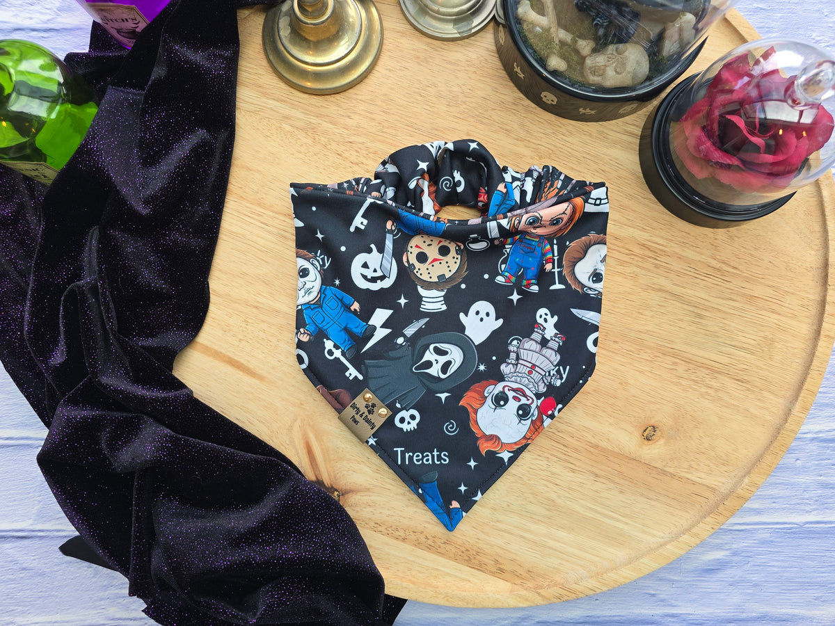 Cute Horror Characters| Horror Weapons Activewear Reversible Scrunchie Dog Bandana