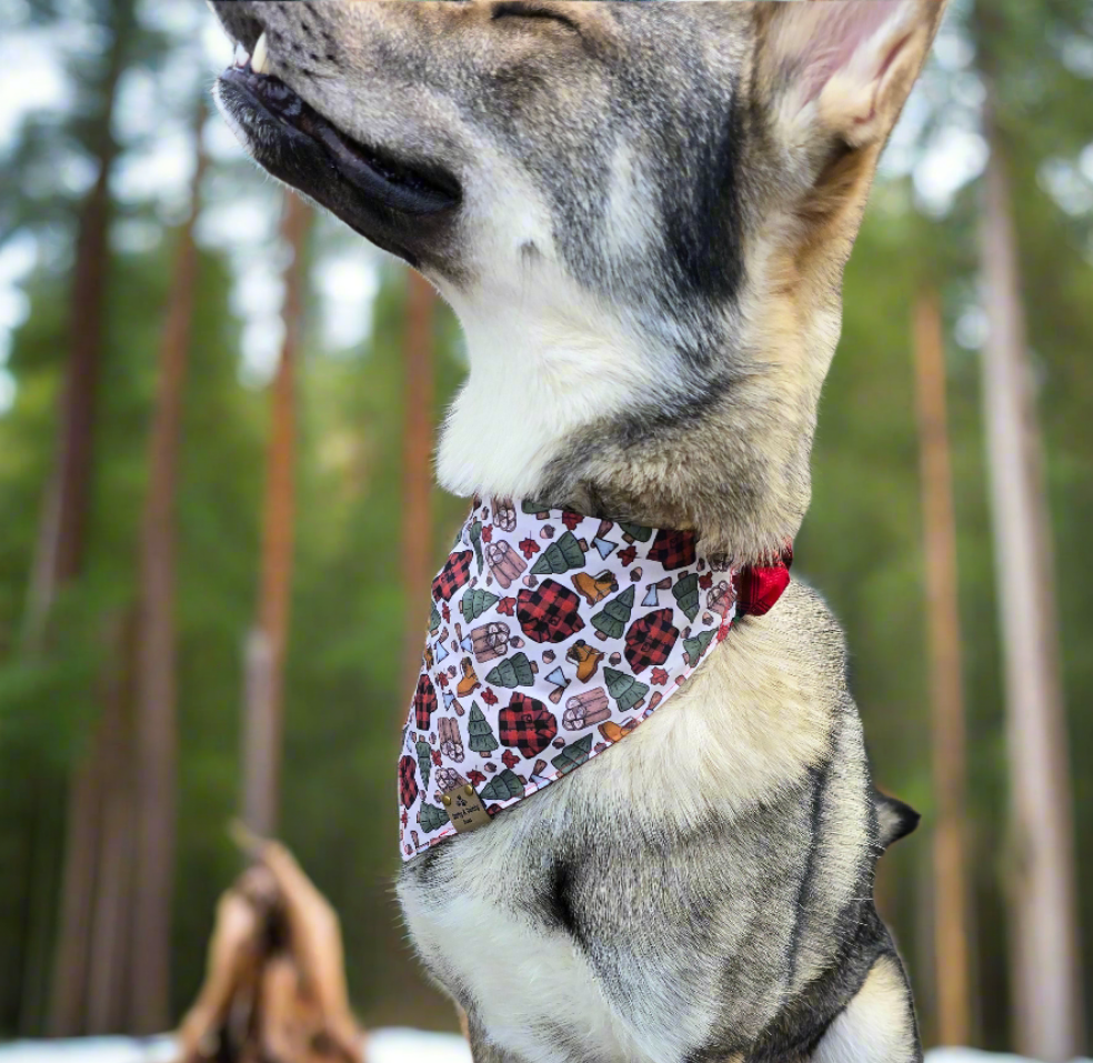 Lumberjack | Red Shimmer Plaid or Red and Black Buffalo Plaid Reversible Scrunchie Dog Bandana