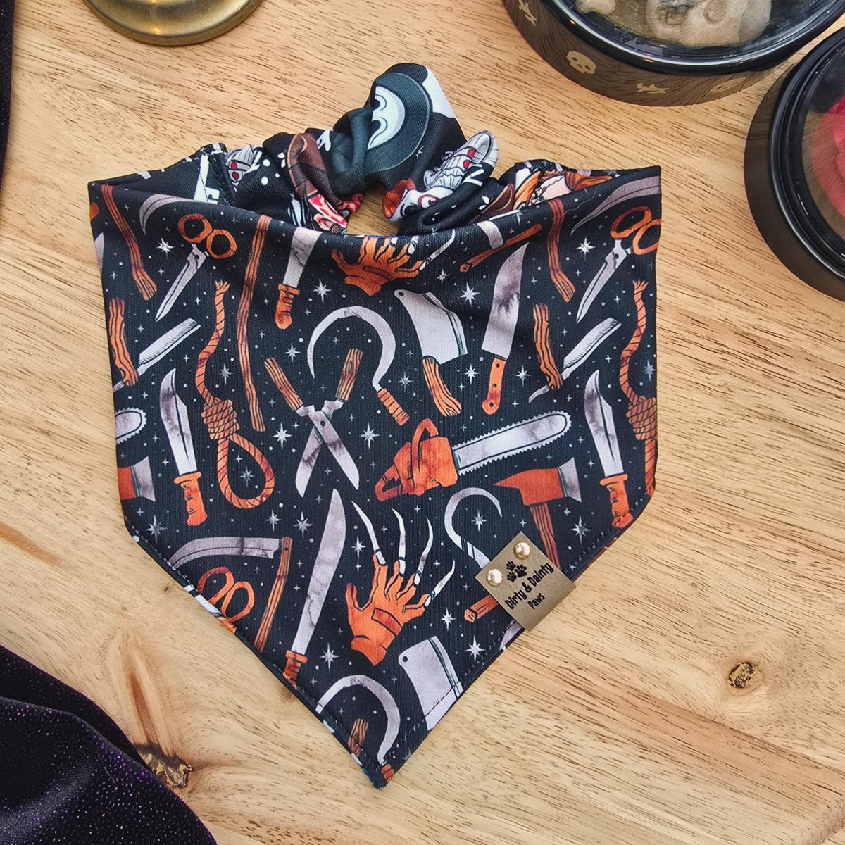 Cute Horror Characters| Horror Weapons Activewear Reversible Scrunchie Dog Bandana