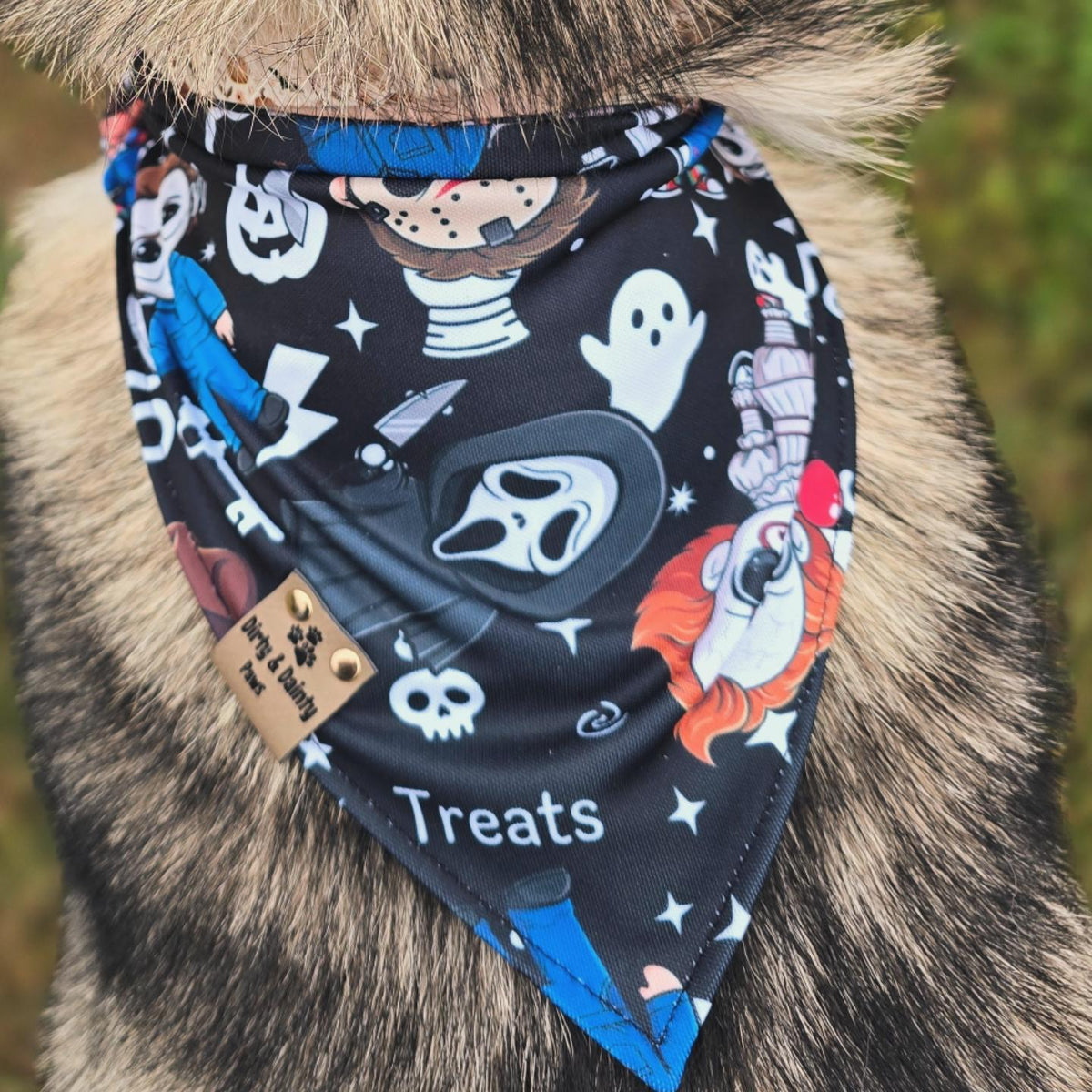 Cute Horror Characters| Horror Weapons Activewear Reversible Scrunchie Dog Bandana