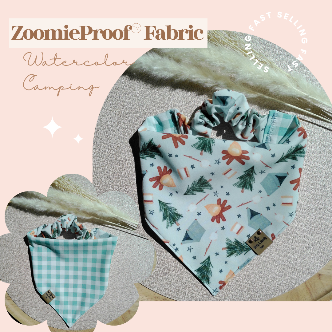 Watercolor 4th of July Party| Patriotic Stars ZoomieProof™ Reversible Scrunchie Dog Bandana