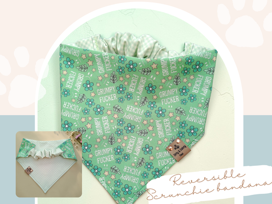Grumpy Dog Reversible Bandana – Funny Grumpy Fucker Cozy Cotton Scrunchie