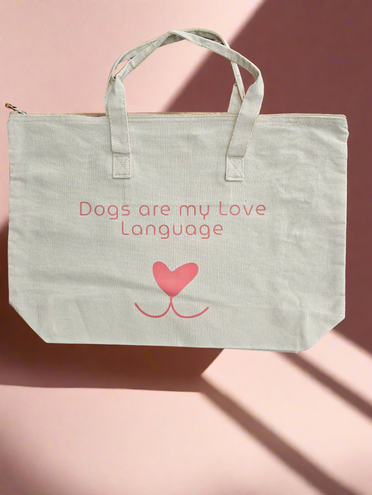 Dogs are my Love Language Luxe Large Zippered Tote Bag