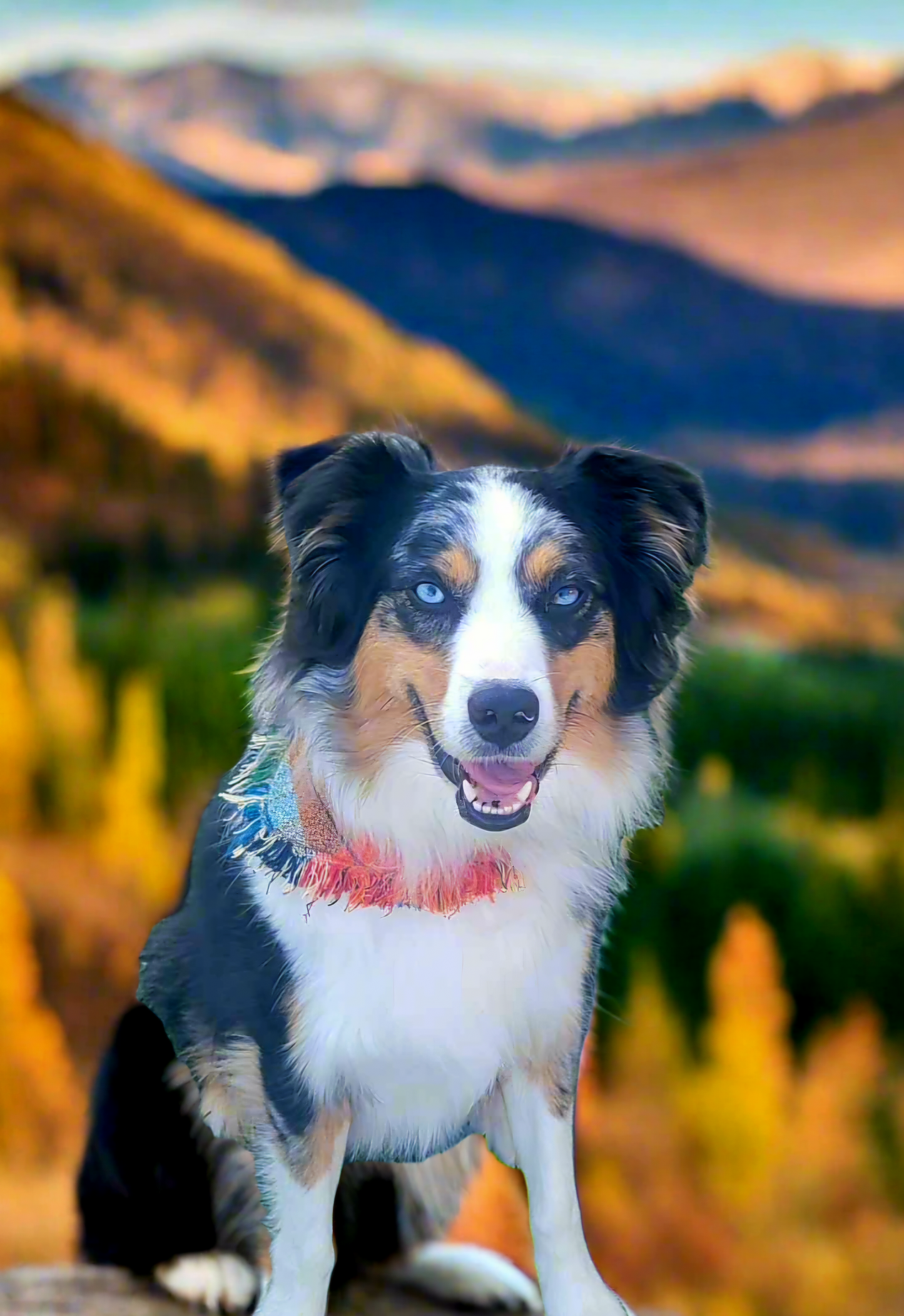 Hand-Fringed Fall Plaid Dog Bandana | Premium Flannel with Snap Closure & Faux Leather Tag