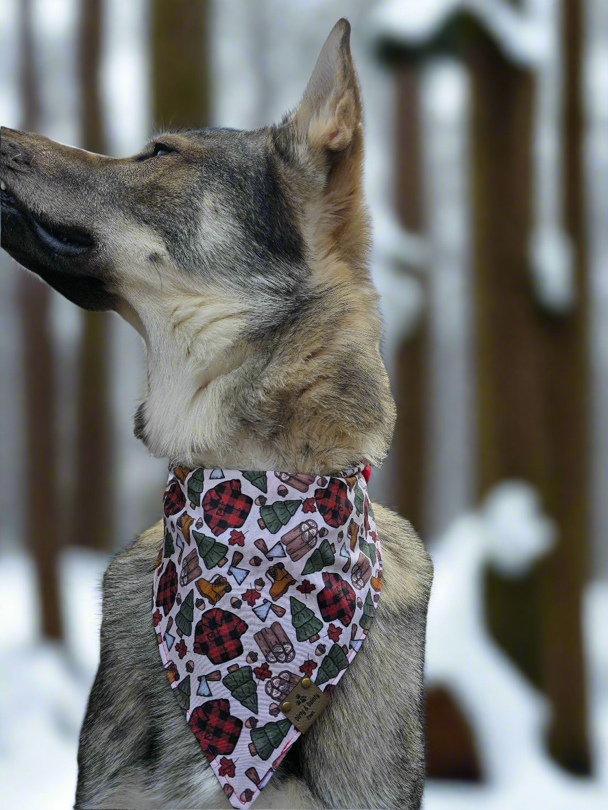 Lumberjack | Red Shimmer Plaid or Red and Black Buffalo Plaid Reversible Scrunchie Dog Bandana