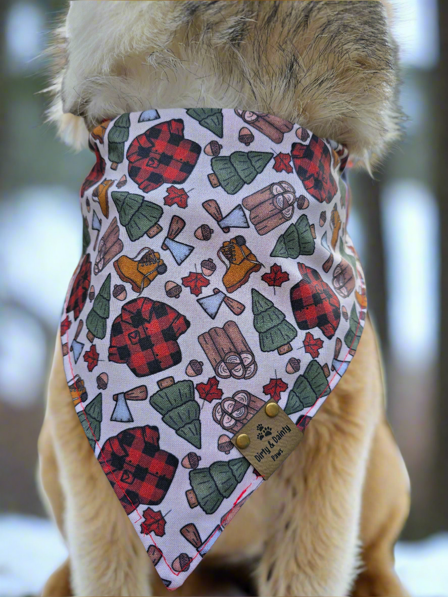 Lumberjack | Red Shimmer Plaid or Red and Black Buffalo Plaid Reversible Scrunchie Dog Bandana