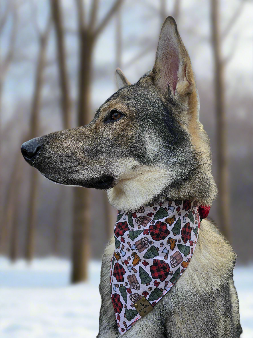 Lumberjack | Red Shimmer Plaid or Red and Black Buffalo Plaid Reversible Scrunchie Dog Bandana