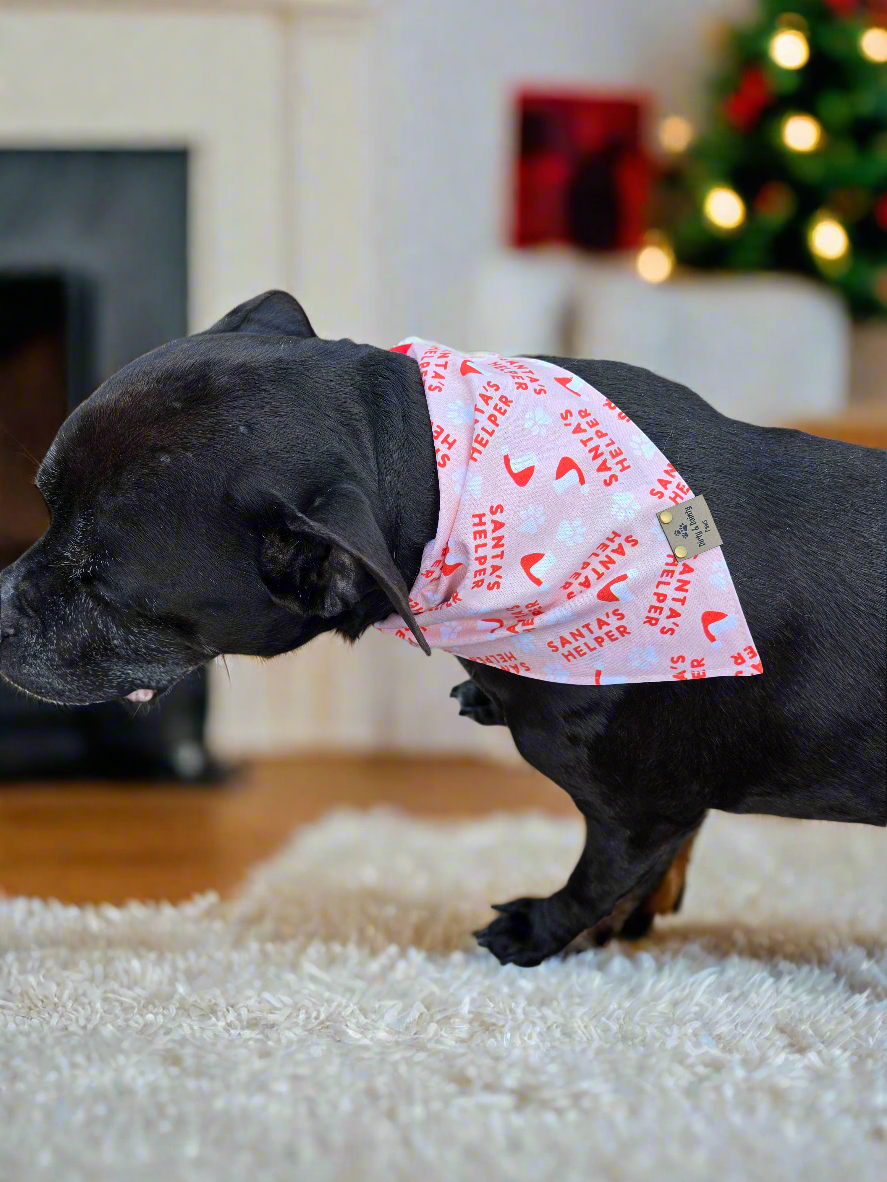 Santa's Helper | Retro Pattern Reversible Scrunchie Dog Bandana