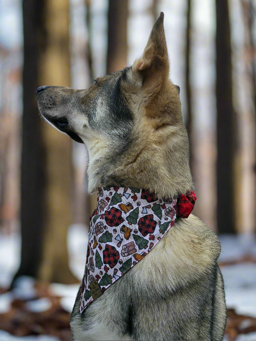 Lumberjack | Red Shimmer Plaid or Red and Black Buffalo Plaid Reversible Scrunchie Dog Bandana