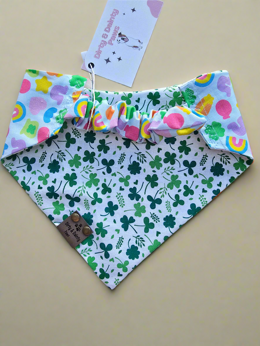 Lucky Charms Reversible Scrunchie Dog Bandana – St. Patrick’s Day Pet Accessory