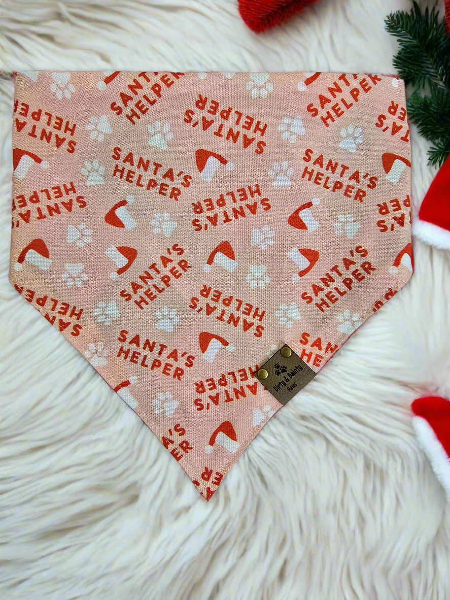 Santa's Helper | Retro Pattern Reversible Scrunchie Dog Bandana