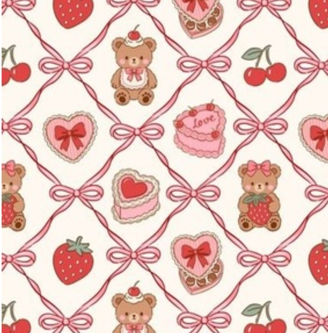 Teddy Bears, Chocolates & Mini Hearts| Cozy Cotton Reversible Scrunchie Dog Bandana –