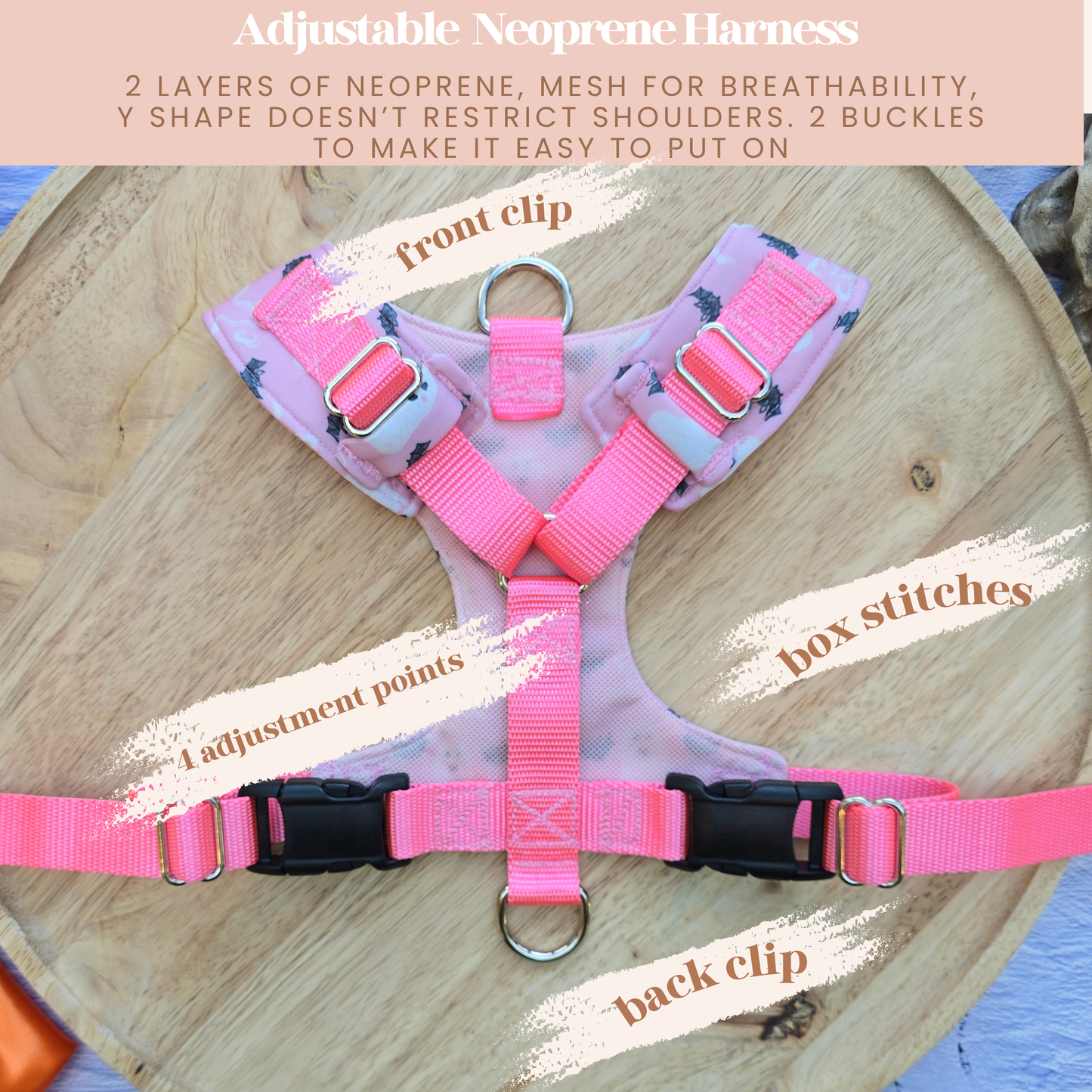 Pumpkin Toss Adjustable Neoprene Dog Chest Harness | 4-Point Adjustable Walking Harness