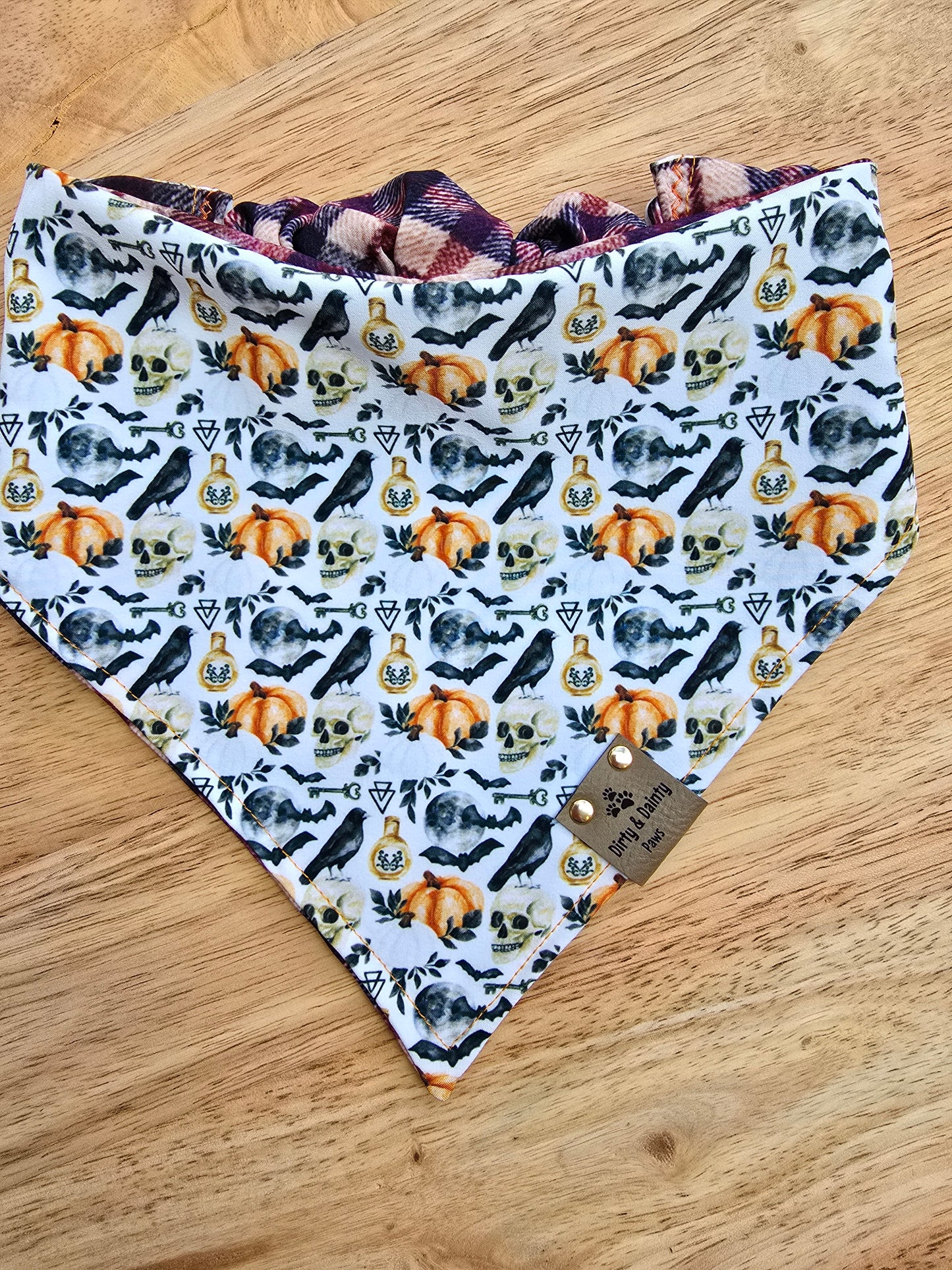 Gothic Ravens | Plaid ZoomieProof™ Reversible Scrunchie Dog Bandana