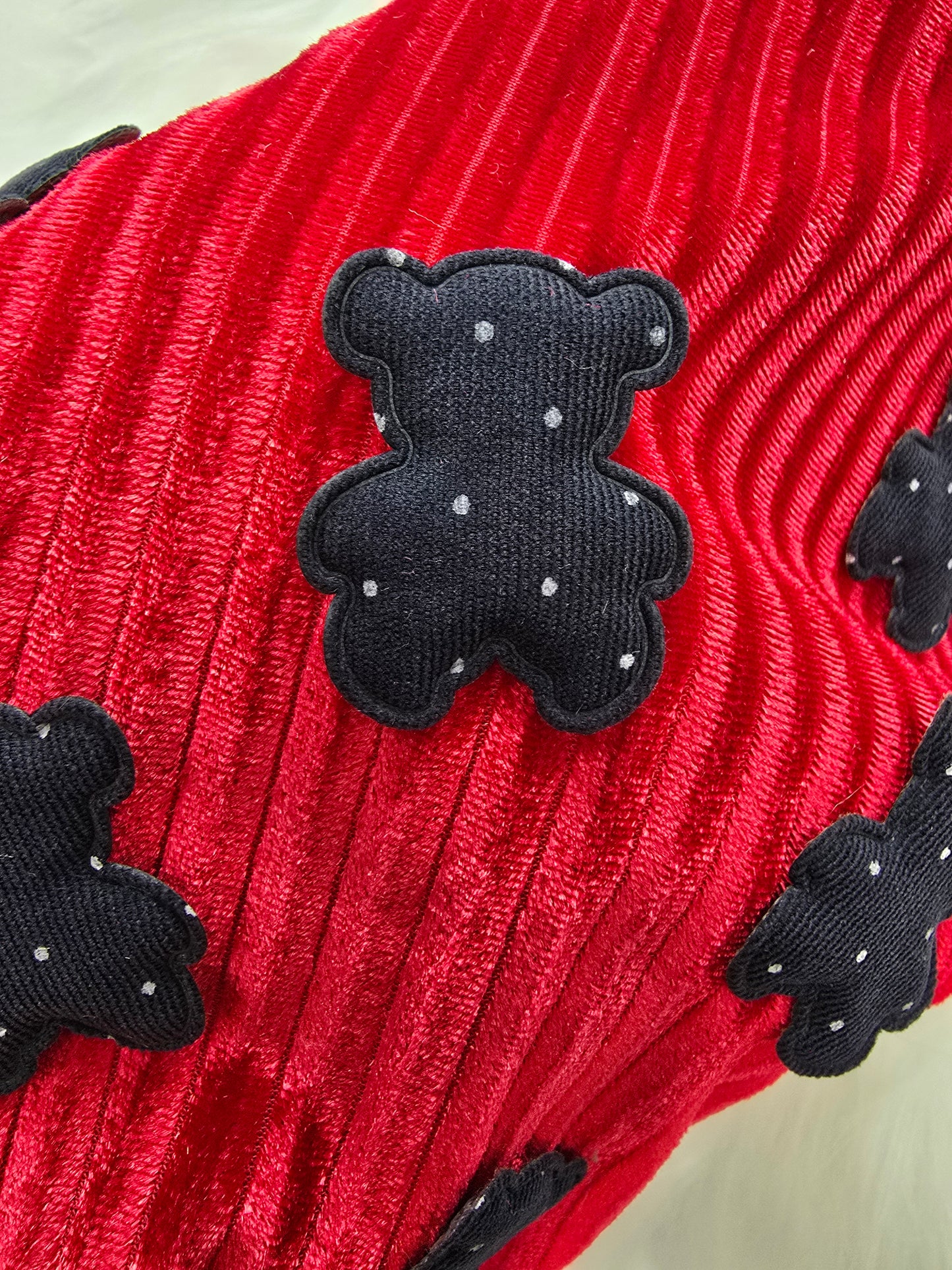 Mini Teddy Bears On Red Corduroy Scrunchie Dog Bandana