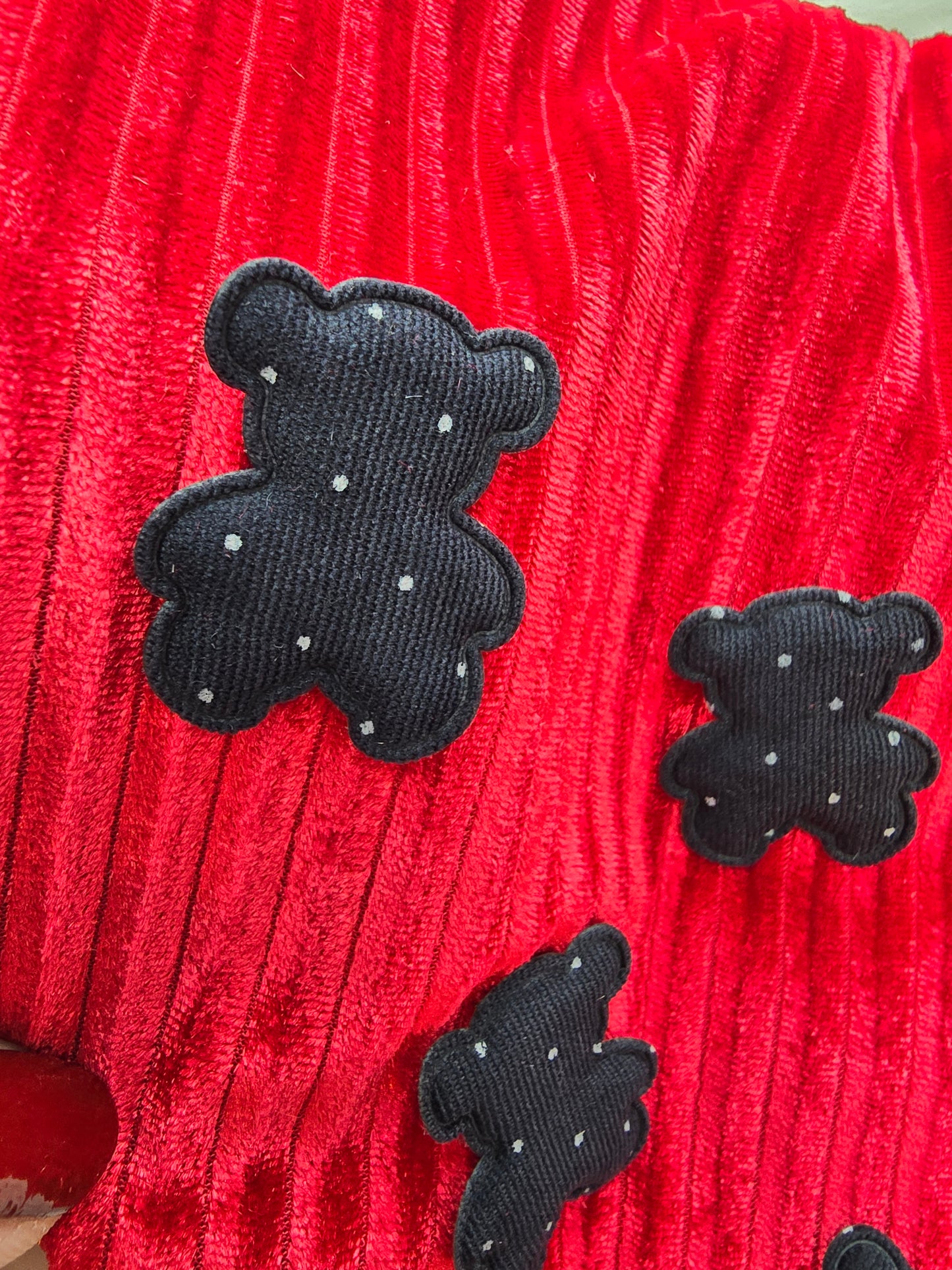 Mini Teddy Bears On Red Corduroy Scrunchie Dog Bandana