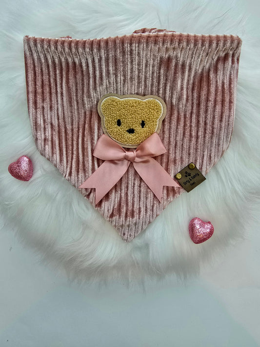 Neutral Pink Teddy Bear Scrunchie Dog Bandana