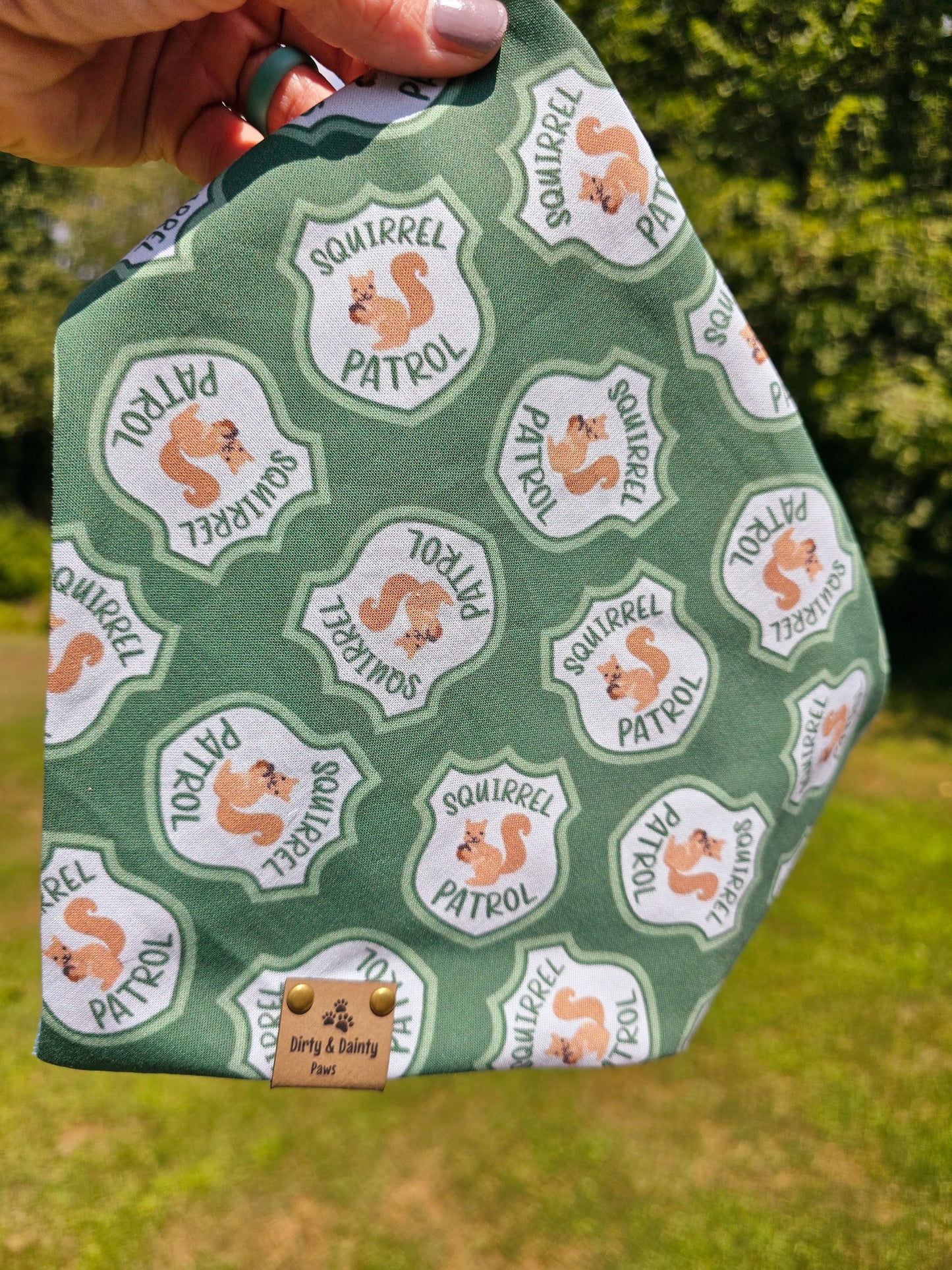 Squirrel Patrol Reversible Scrunchie Dog Bandana