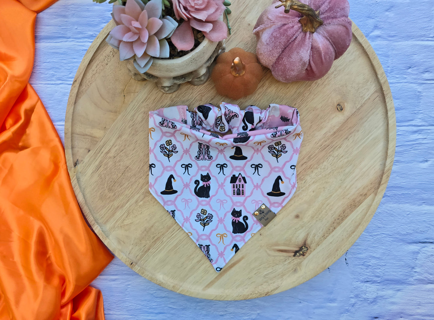 Witch Cottage/Sweet Ghost Reversible Scrunchie Dog Bandana