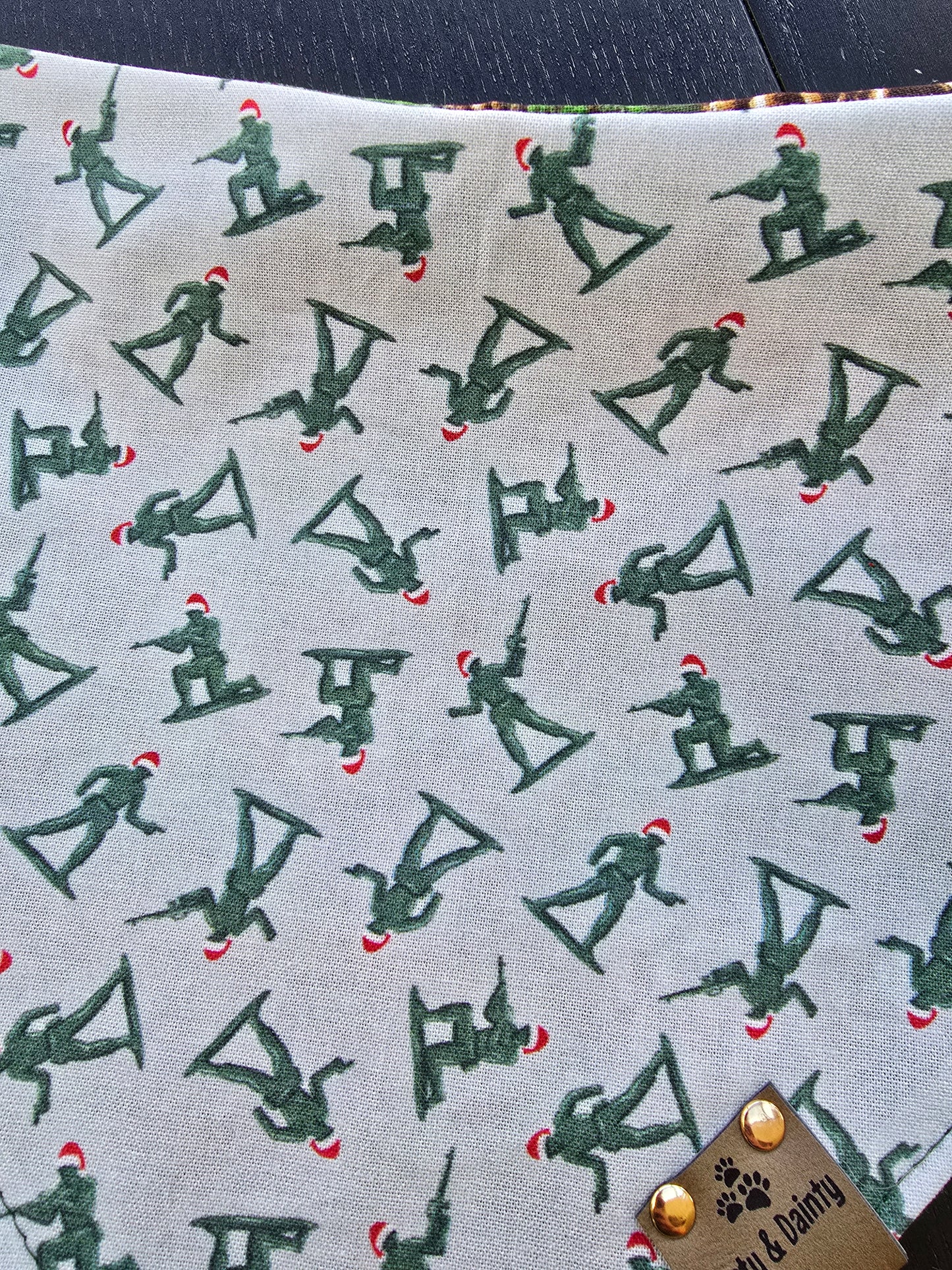 Toy Soldier| Stripes| Pinecone Cozy Cotton|Toy Soldier & Pinecone Reversible Dog Bandana