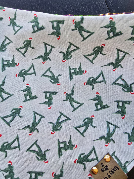 Toy Soldier| Stripes| Pinecone Cozy Cotton|Toy Soldier & Pinecone Reversible Dog Bandana