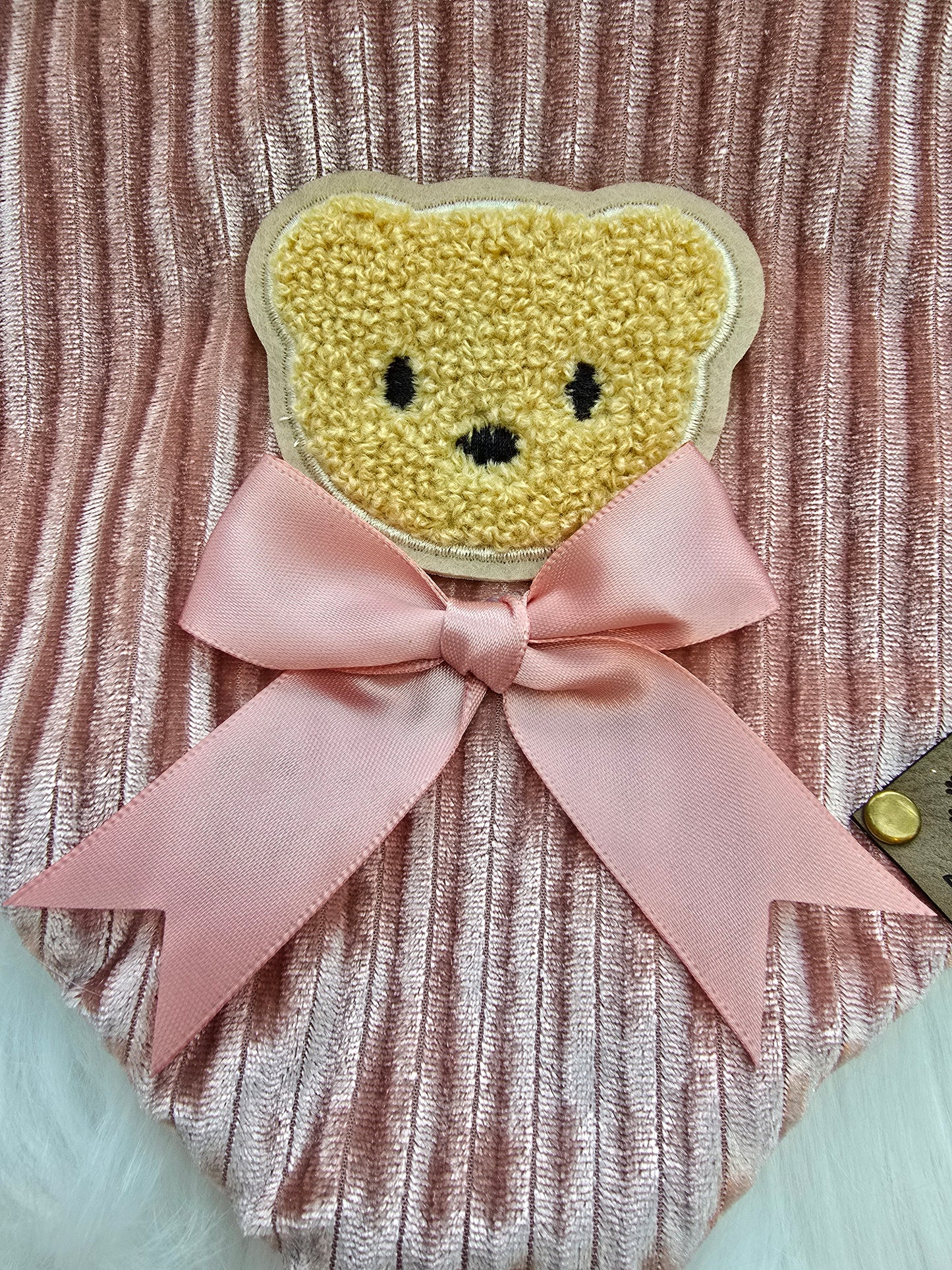 Neutral Pink Teddy Bear Scrunchie Dog Bandana