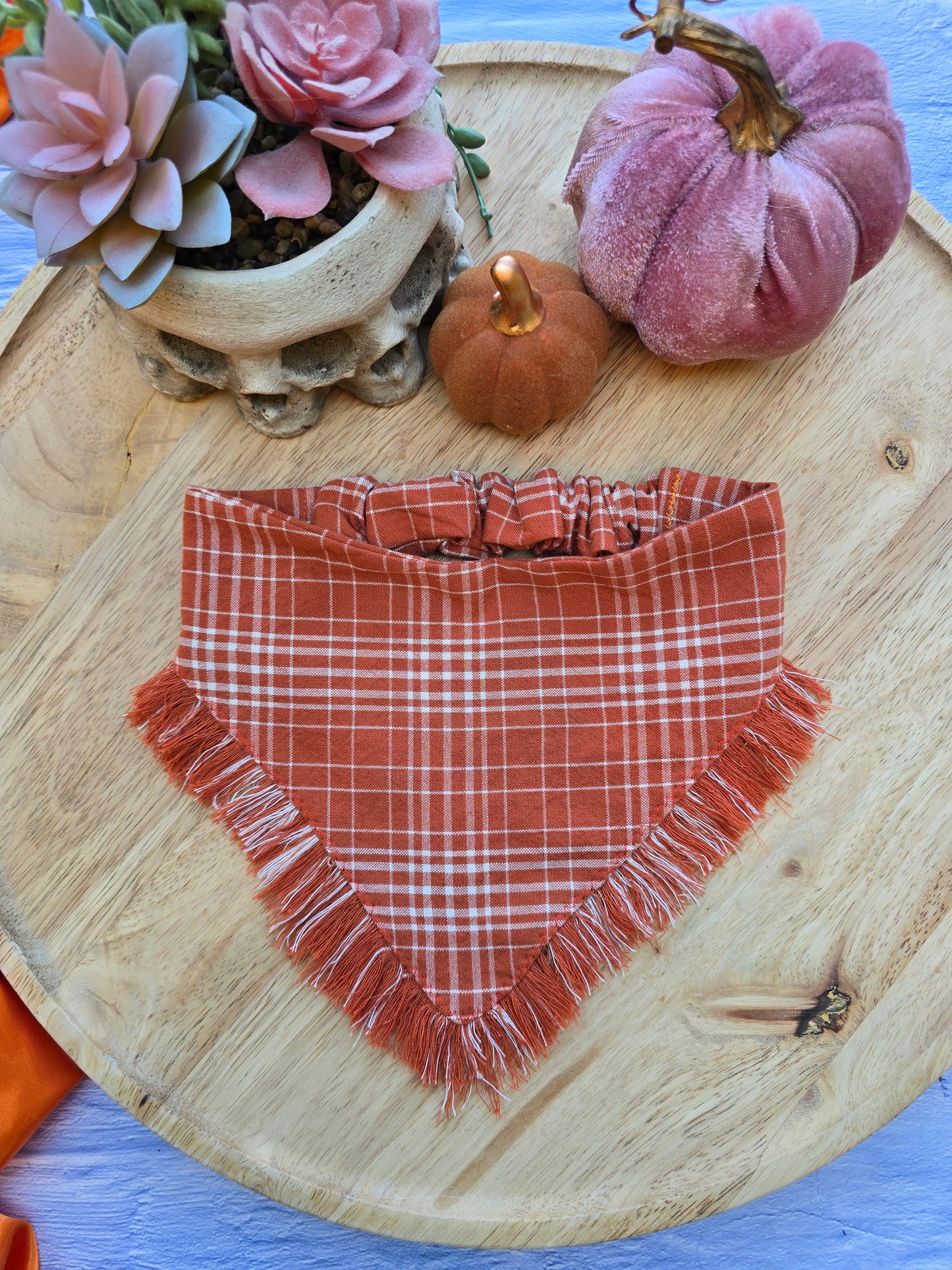 Hand-Fringed Fall Scrunchie Dog Bandanas
