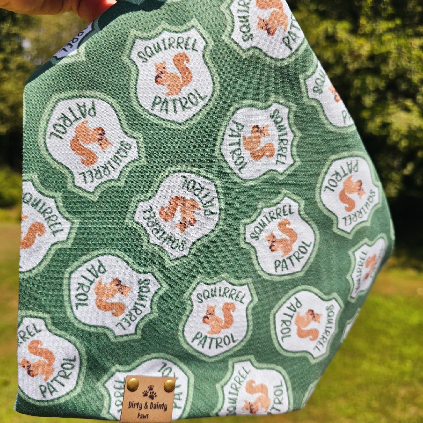 Squirrel Patrol Reversible Scrunchie Dog Bandana