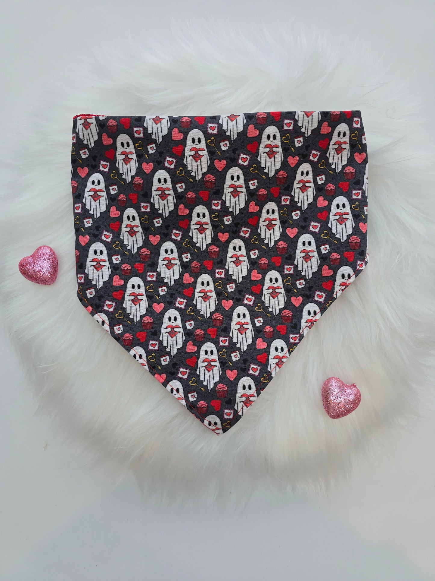 Spooky Little Valentine Reversible Scrunchie Dog Bandana