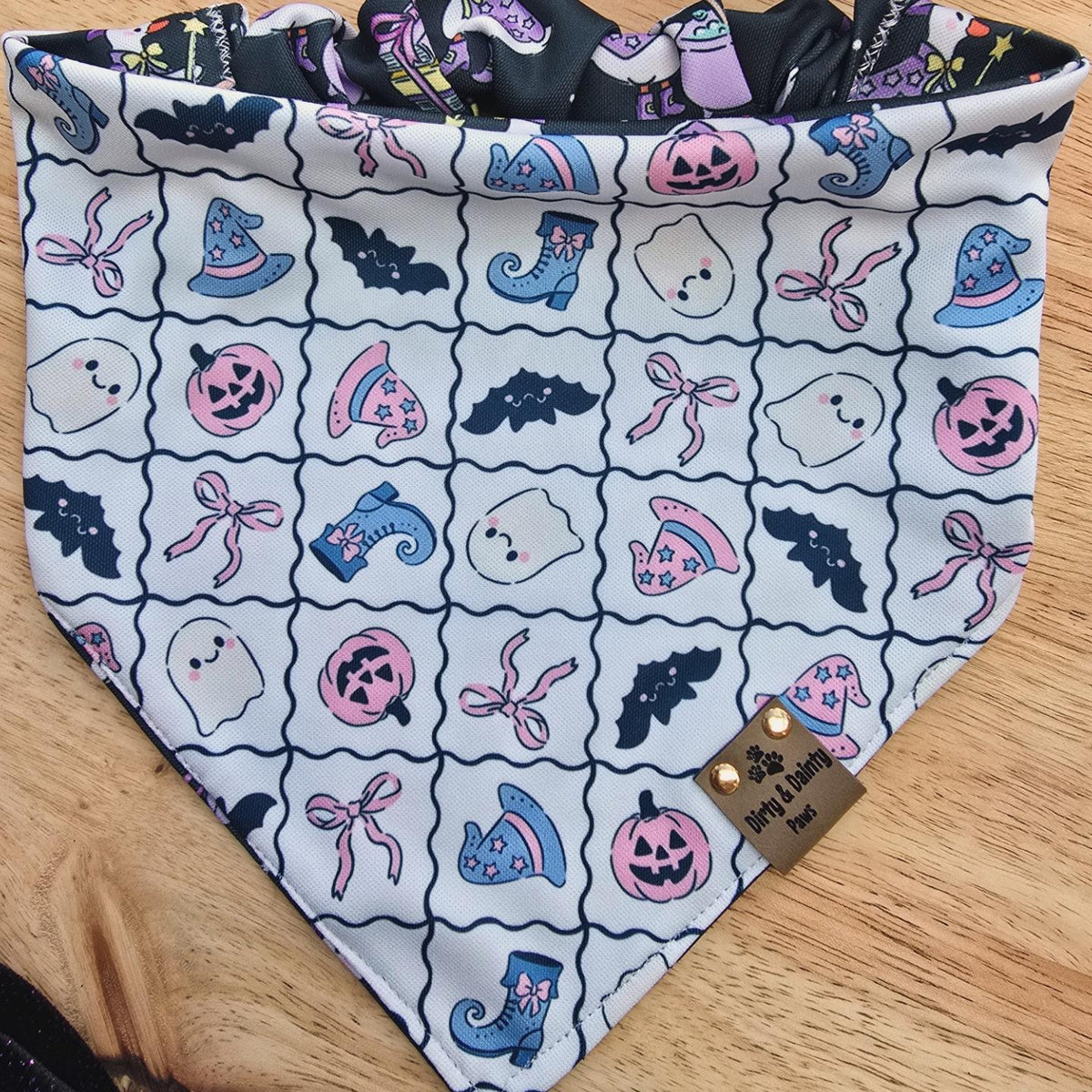Spooky Goose|Cute Pumpkins Ghosts Activewear Reversible Scrunchie Dog Bandana