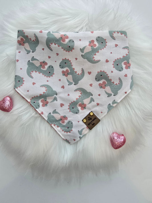 Dino Love Reversible Scrunchie Dog Bandana