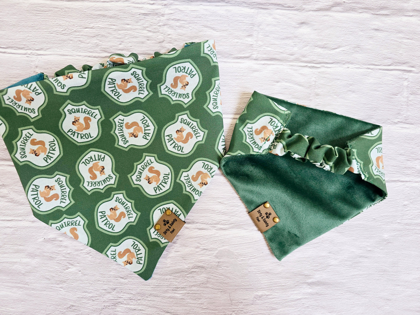 Squirrel Patrol Reversible Scrunchie Dog Bandana