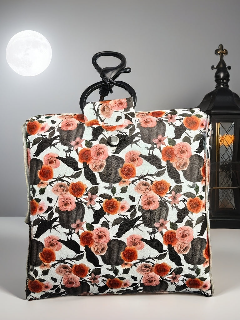 Ravens and Black Pumpkins Faux Leather Treat Pouch