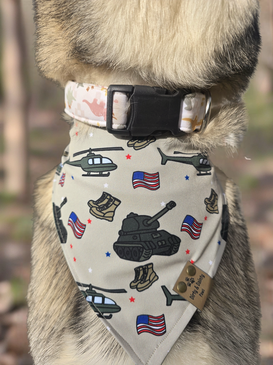 Military Reversible Scrunchie Dog Bandana – 100% Donated to Warrior Dog Foundation