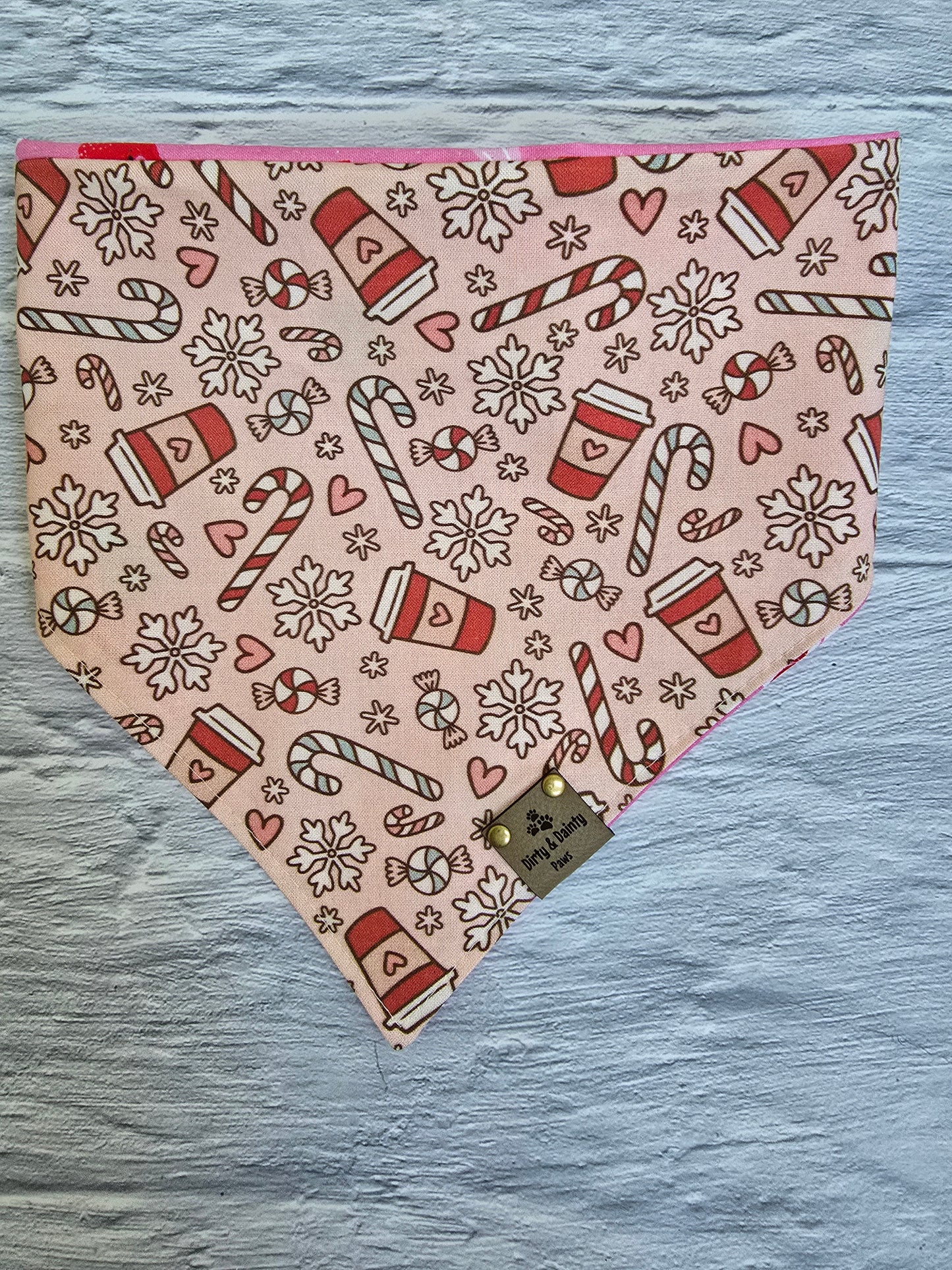 Christmas Coffee & Candy Canes | Candies Reversible Scrunchie Dog Bandana