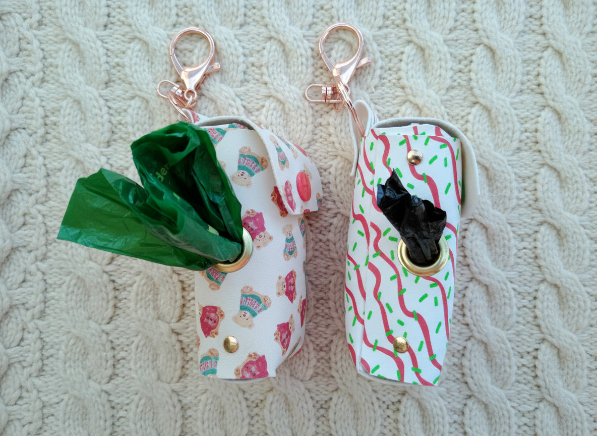 Faux Leather Poop Bag Holder