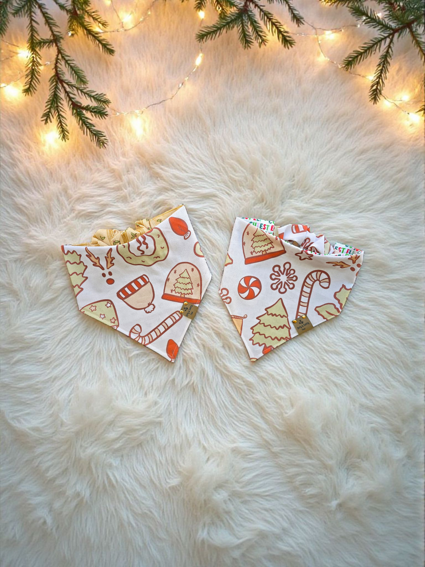 Cutest Elf| Festive Reversible Scrunchie Dog Bandana | Cozy Cotton