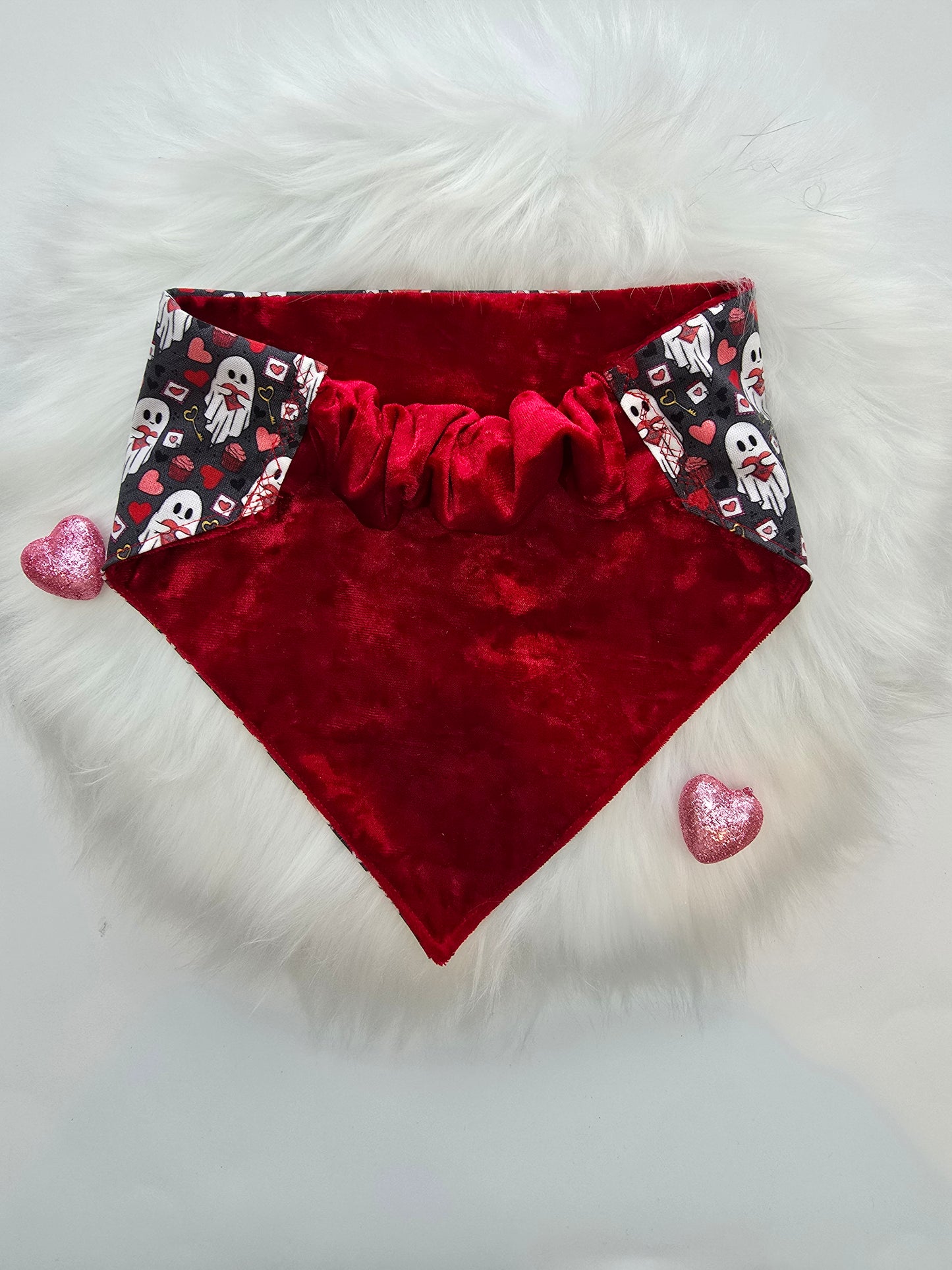 Spooky Little Valentine Reversible Scrunchie Dog Bandana