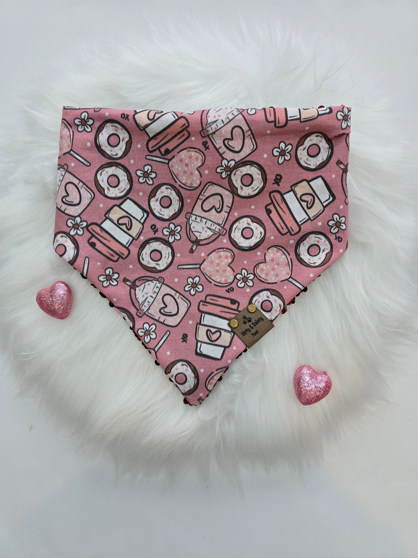 Coffee & Donuts Reversible Scrunchie Dog Bandana