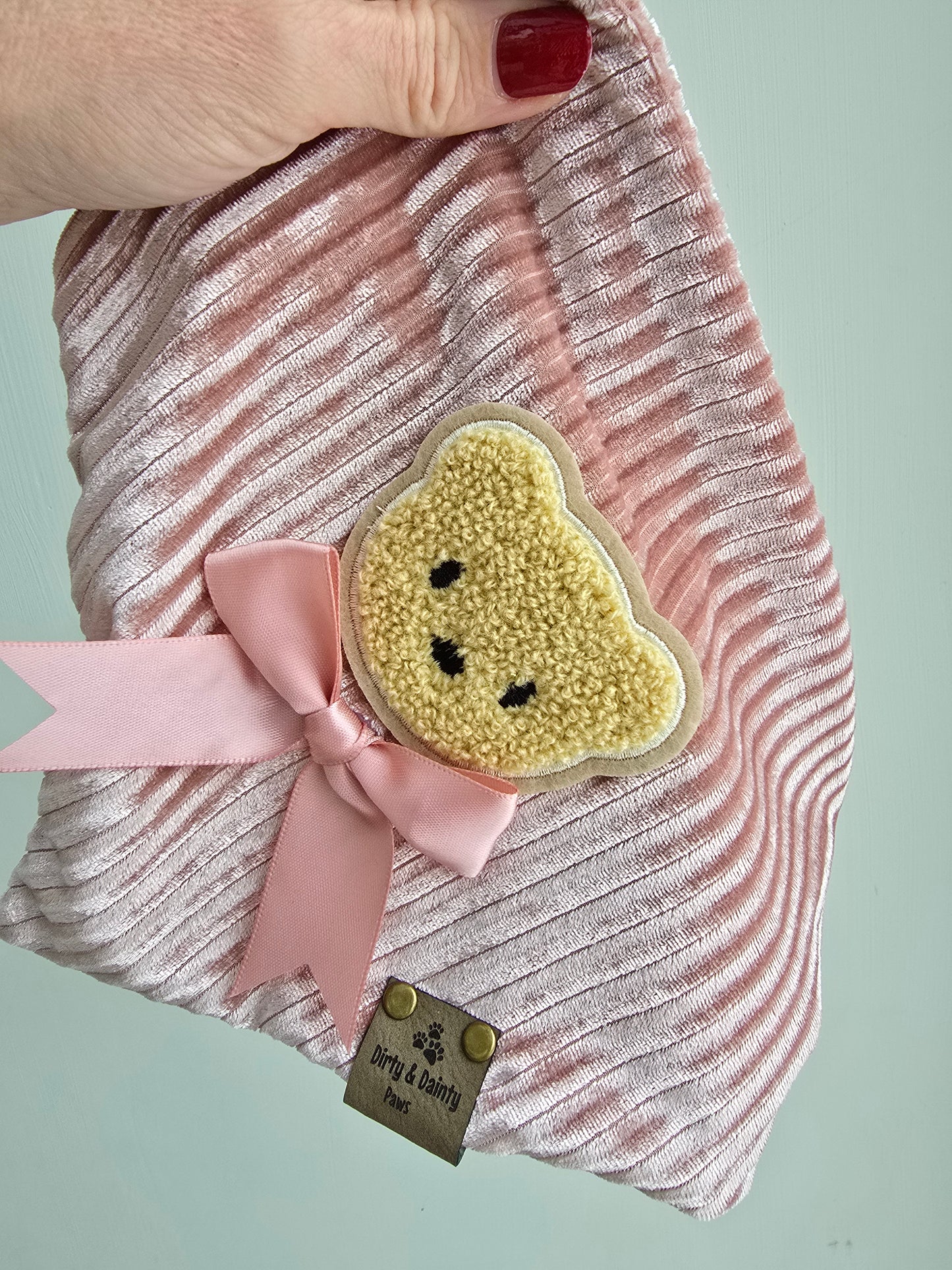 Neutral Pink Teddy Bear Scrunchie Dog Bandana