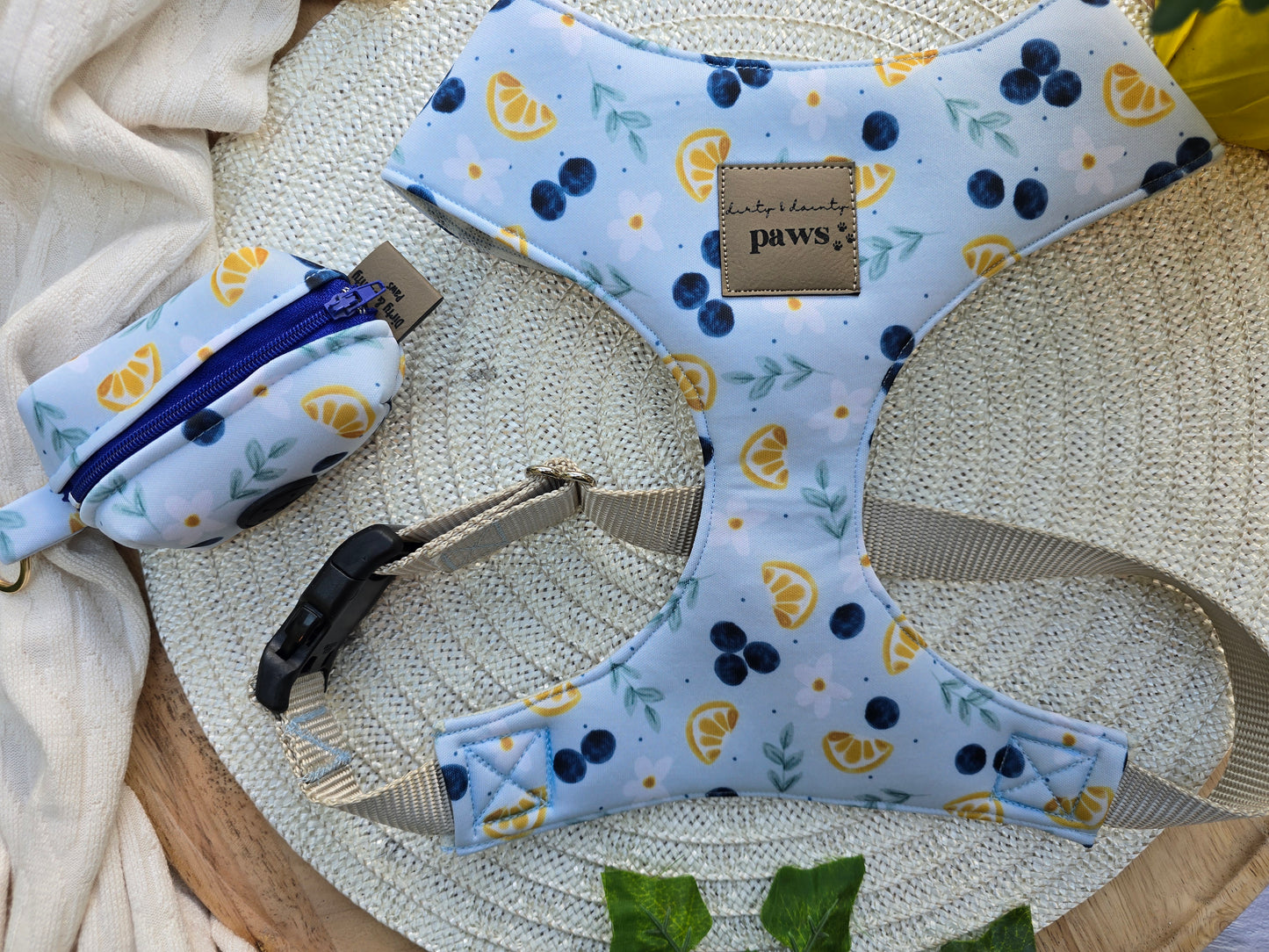 Blueberries and Lemons Neoprene Chest Harness Water Resistant