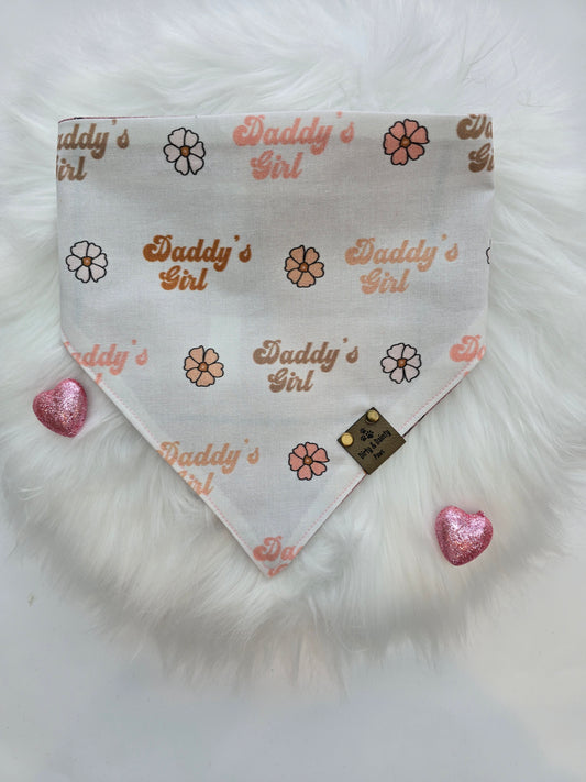 Daddy's Girl/Pink Plaid Reversible Scrunchie Dog Bandana