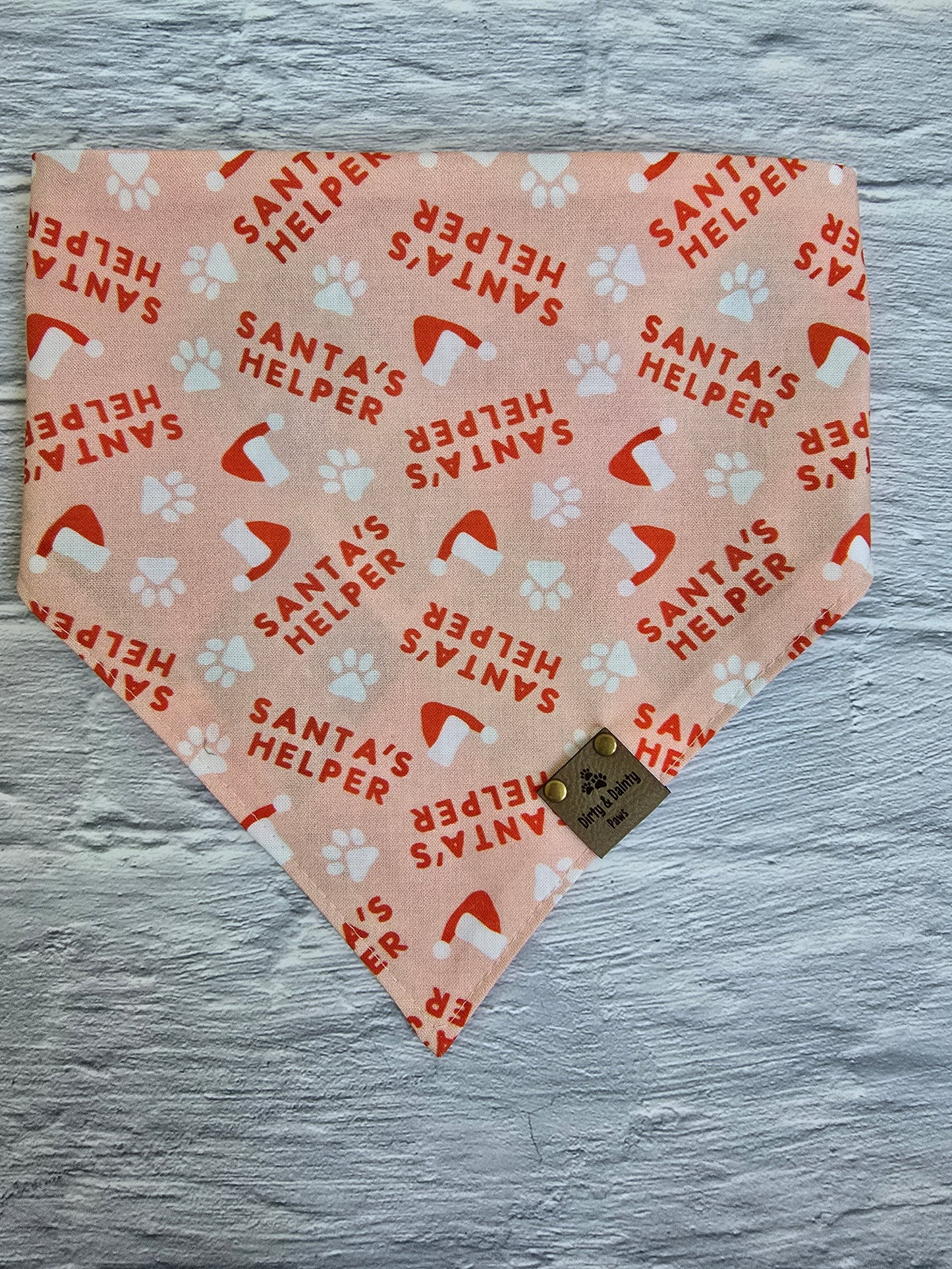 Santa's Helper | Retro Pattern Reversible Scrunchie Dog Bandana