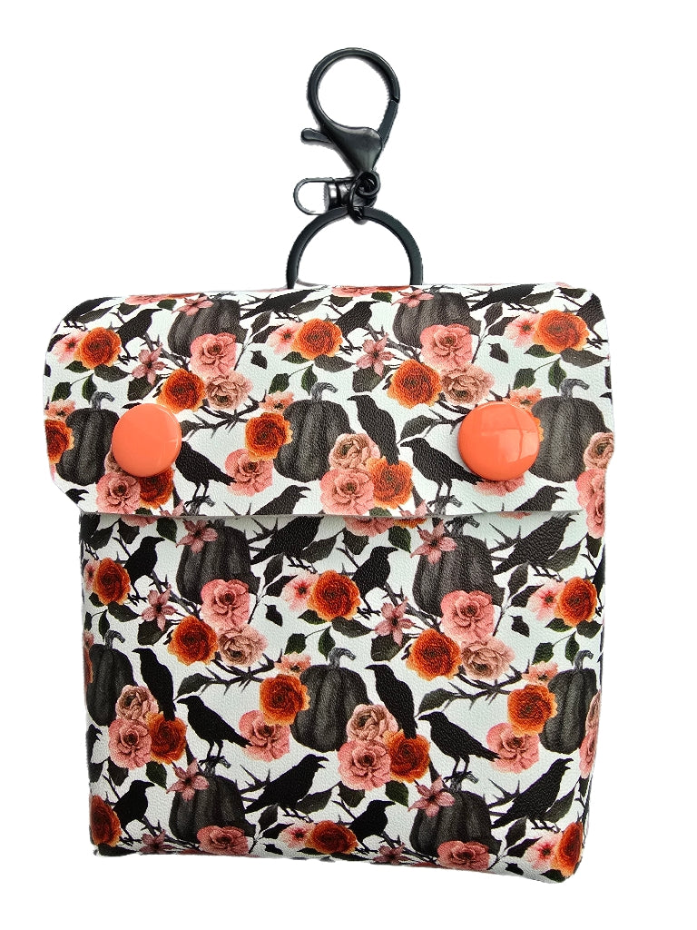 Ravens and Black Pumpkins Faux Leather Treat Pouch