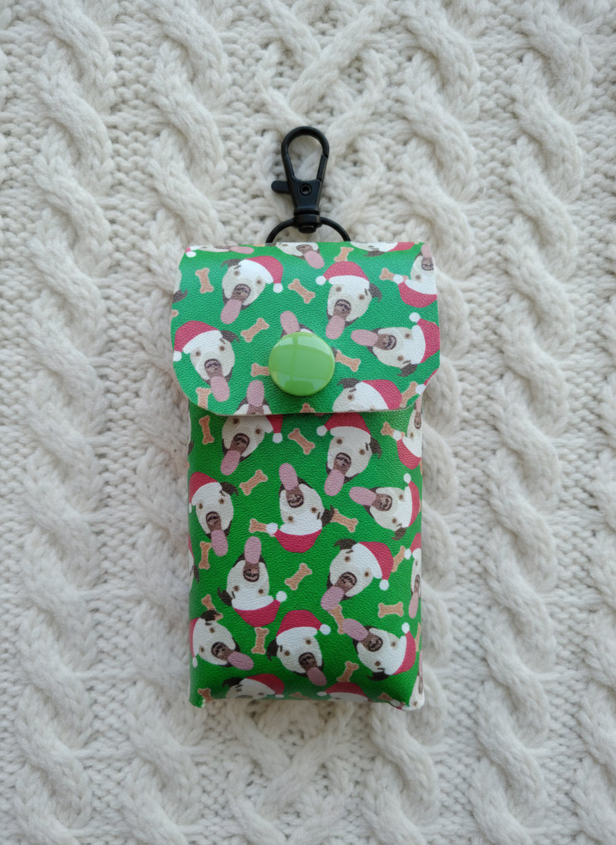 Faux Leather Poop Bag Holder