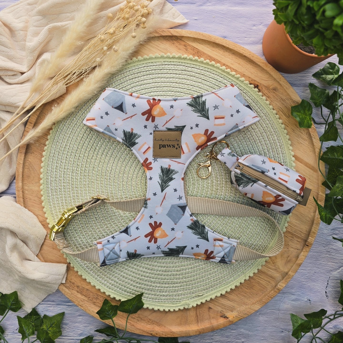 Watercolor Camping Neoprene Poop Bag Holder