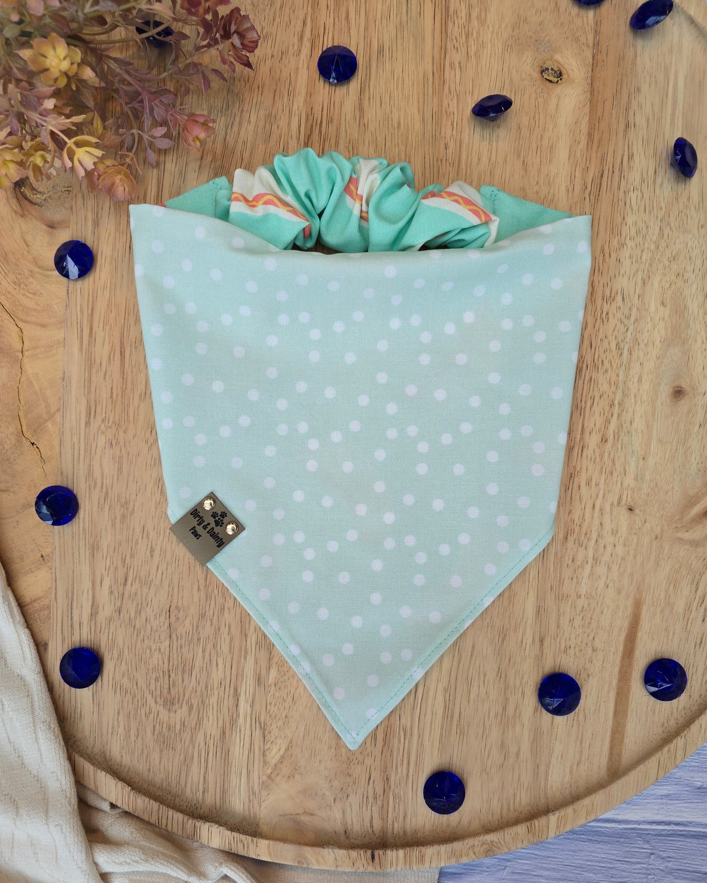 Summer Hot Dogs | Polka Dots Reversible Scrunchie Dog Bandana Cozy Cotton