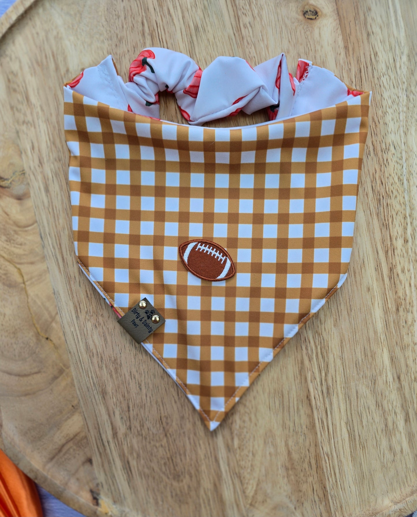 Pumpkin Toss| Plaid Reversible Scrunchie Dog Bandana