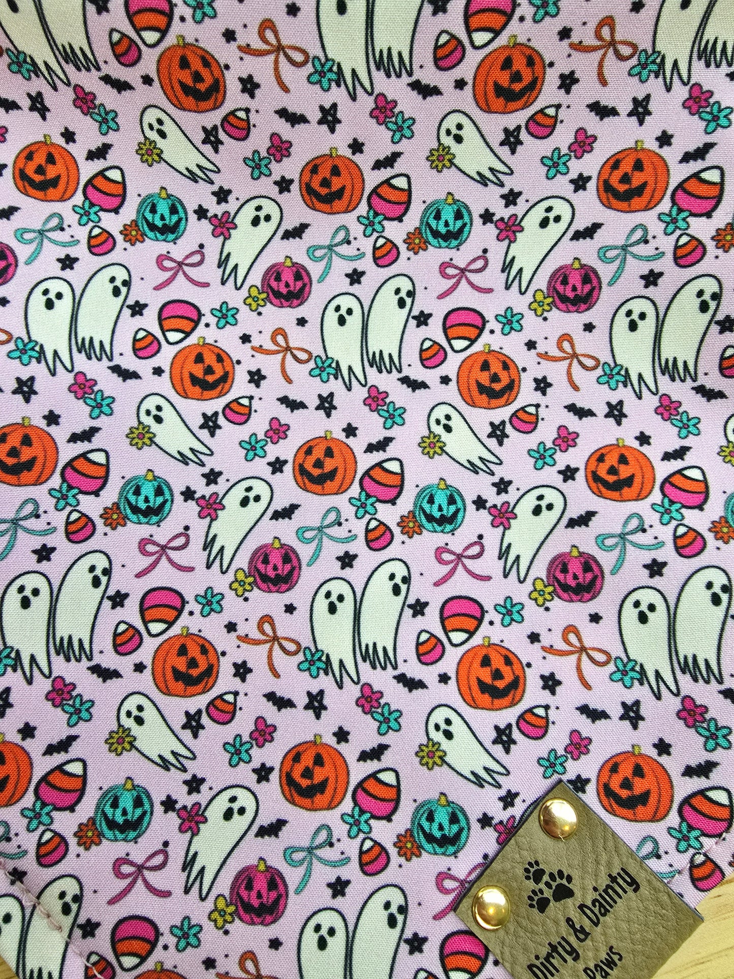 Cutesy Ghosts| Halloween Stripe ZoomieProof™ Reversible Scrunchie Bandana