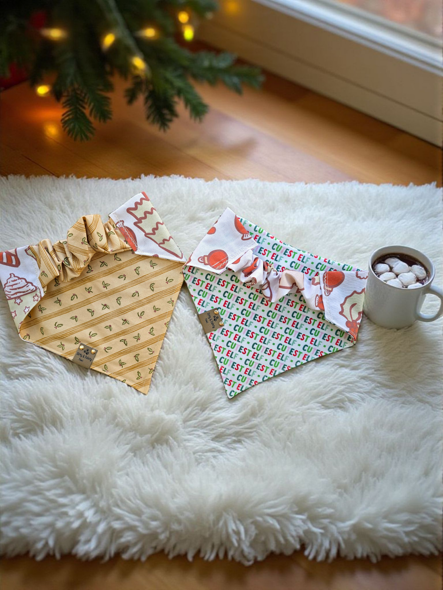 Cutest Elf| Festive Reversible Scrunchie Dog Bandana | Cozy Cotton